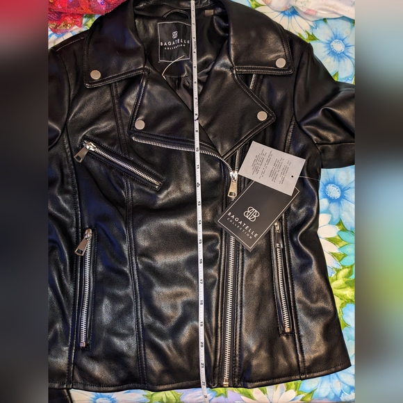 NWT BAGATELLE BLACK PLEATHER MOTO JACKET - Picture 4 of 14